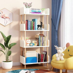 全實木書柜書架加厚兒童家用落地小型女孩臥室學生柜一體整墻客廳