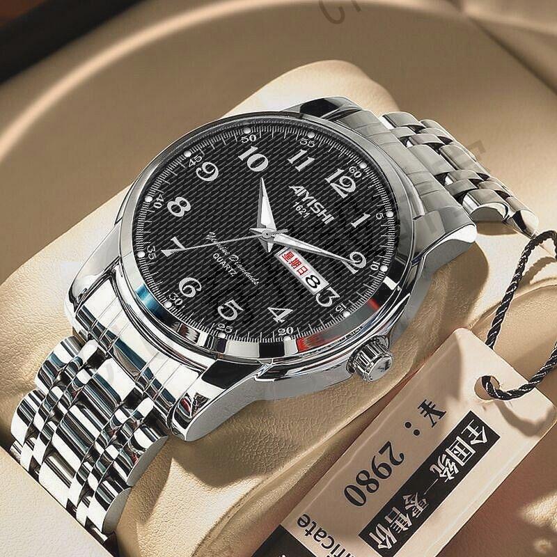 《下單》瑞士全自動機械錶中老年送禮雙日曆夜光防水男士手錶鋼薄時尚【亞德機械五金家居】 6