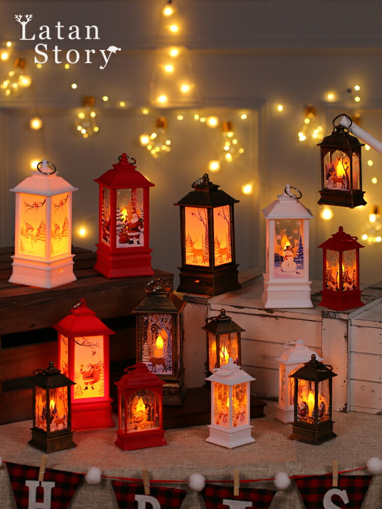 北歐圣誕復古鐵藝防風燈燭臺擺件桌面場景ins風布置圣誕裝飾用品