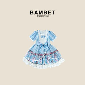 Bambet女童裝套裝2022夏季洋氣短袖洛麗塔裙子中大童蓬蓬紗連衣裙