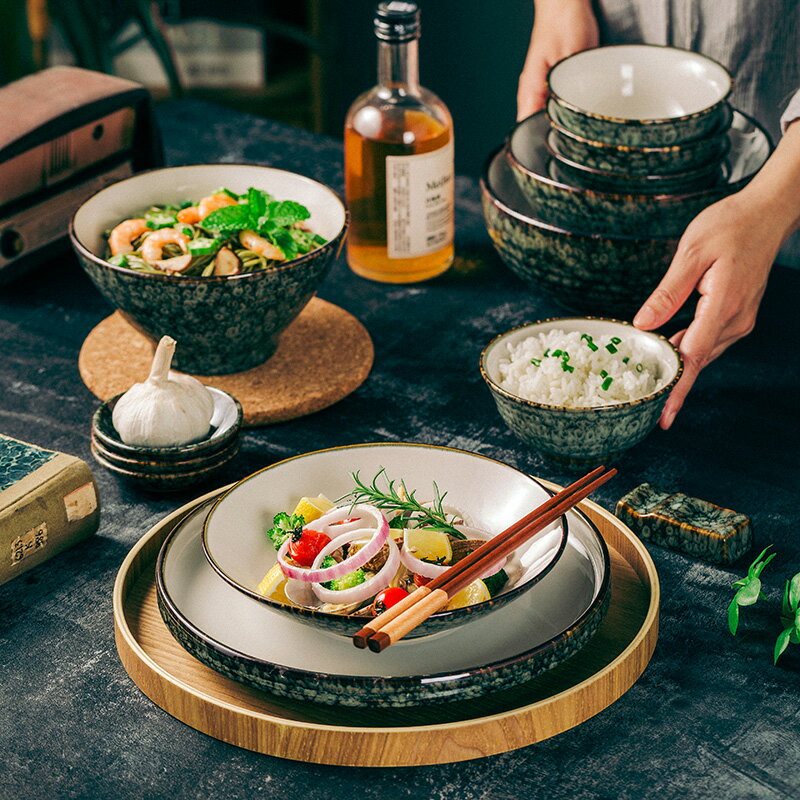 碗碟套裝家用日式餐具簡約中式創意陶瓷碗盤碗筷湯碗面碗高檔輕奢