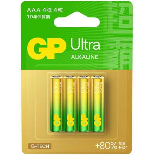 GP 超霸 Ultra 鹼性電池 AAA 4號 4入