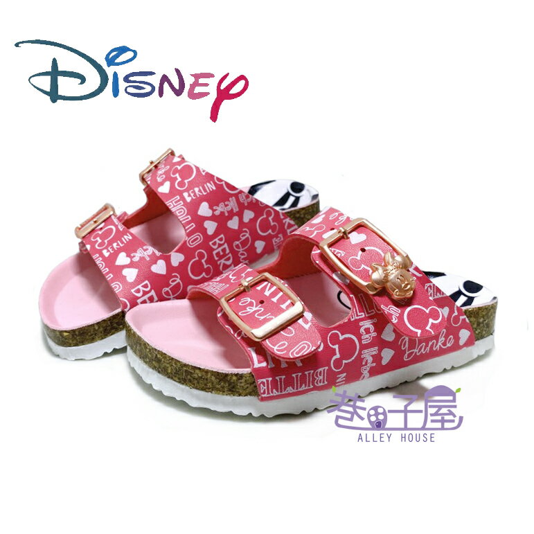 迪士尼DISNEY 童款米妮造型釦休閒伯肯拖鞋 [121068] 桃 MIT台灣製造【巷子屋】