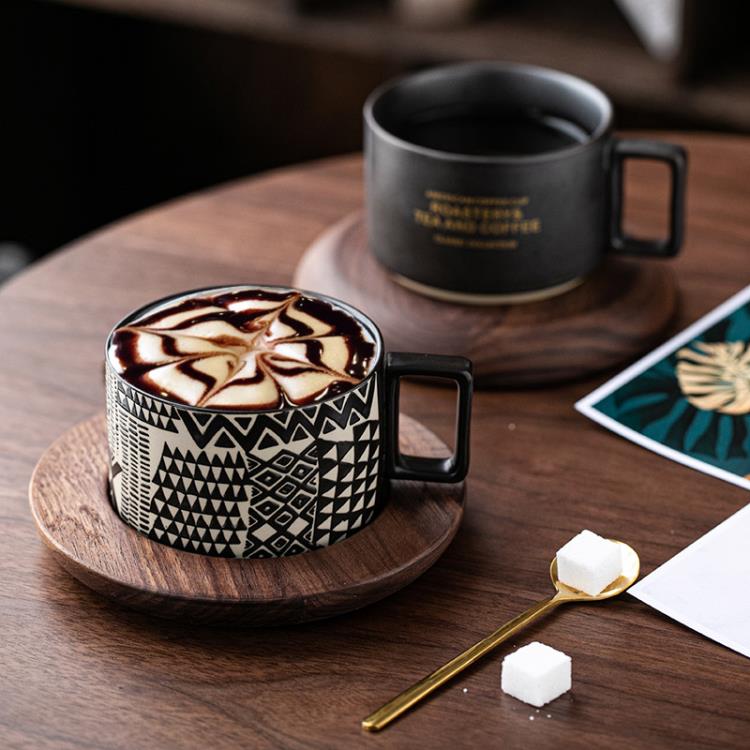 創意美式咖啡杯碟勺 INS風小奢華水杯子套裝 個性潮流馬克杯定制
