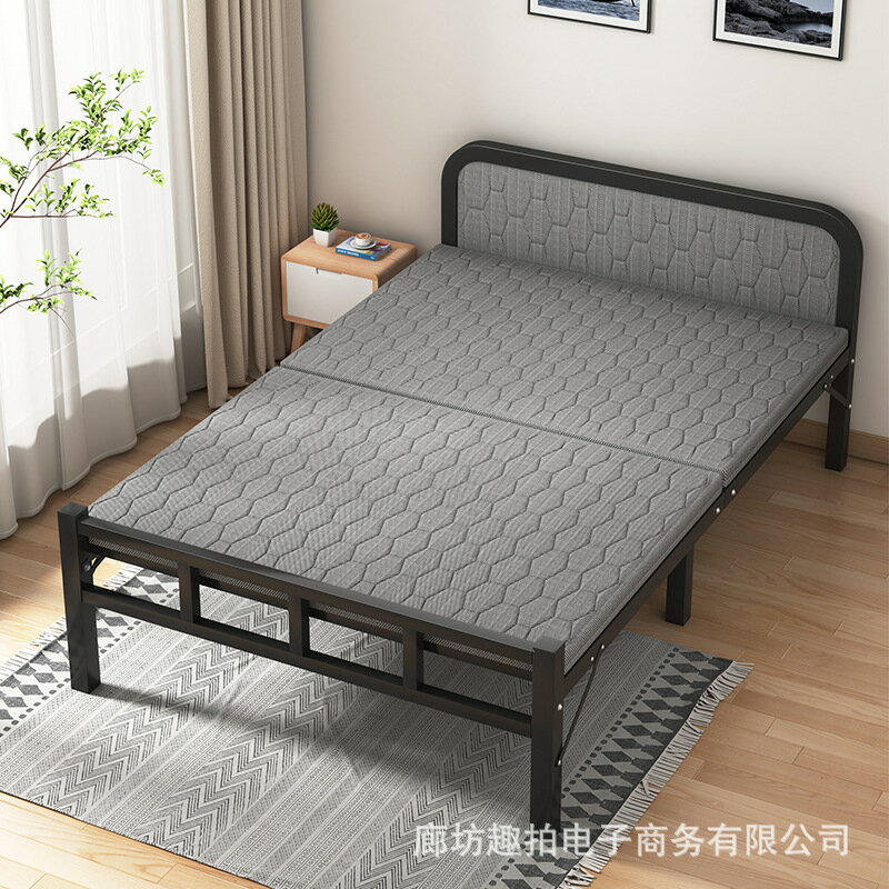折疊床家用單人雙人床1.5米木板午休床出租屋1.2米加固簡易鐵架床
