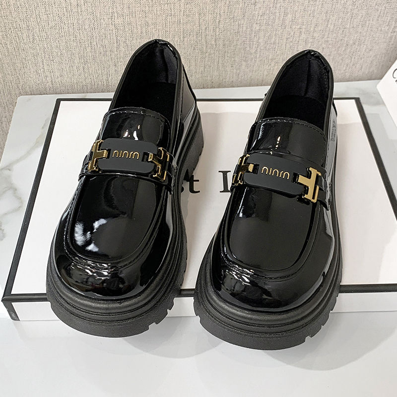 樂福鞋女厚底包頭復古學院風百搭一腳蹬單鞋秋季新款【聚寶屋】