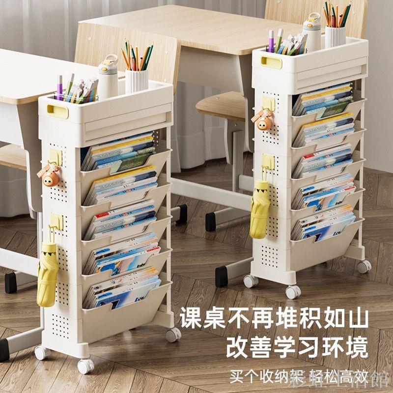 小推車置物架桌邊書架多層移動書桌書本收納神器落地式學生儲物架