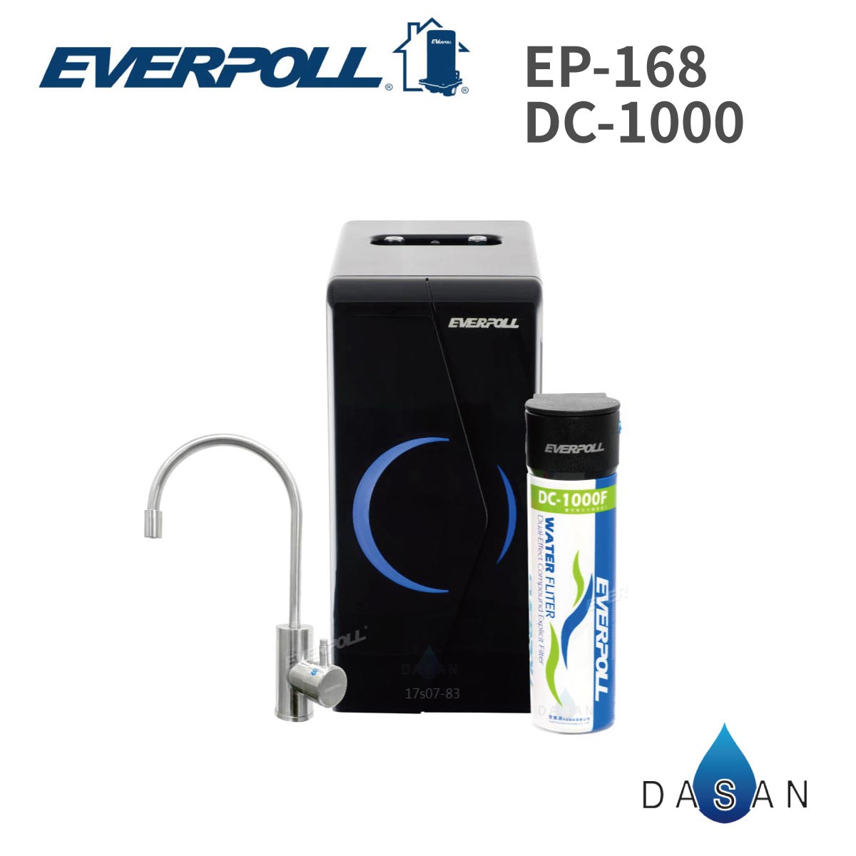 【EVERPOLL】 EP-168 + DC-1000 廚下型雙溫無壓飲水機+單道雙效複合式淨水組搭雙溫安全防燙龍頭