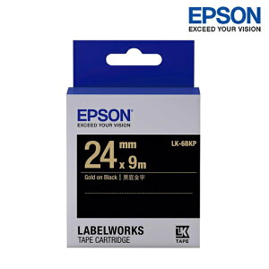 EPSON LK-6BKP 黑底金字 標籤帶 粉彩系列 (寬度24mm) 標籤貼紙 S656405
