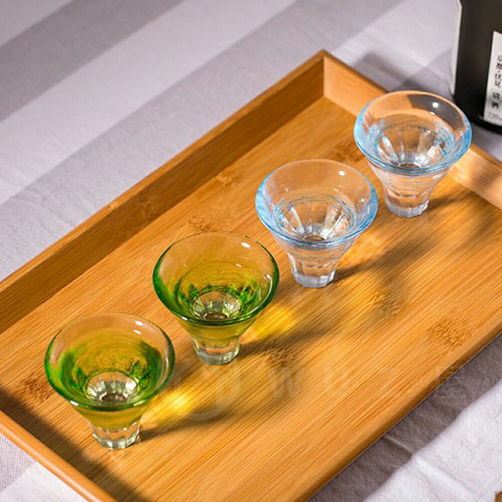 日本津輕琉璃 藍雲彩 綠雲彩(二色) 手作清酒杯 冷酒杯 55ml 日本製 手工製