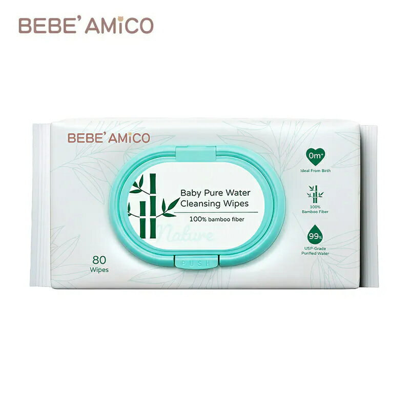 BEBE' AMICO竹纖維嬰兒純水潔膚柔濕巾80抽x6包/箱★衛立兒生活館★