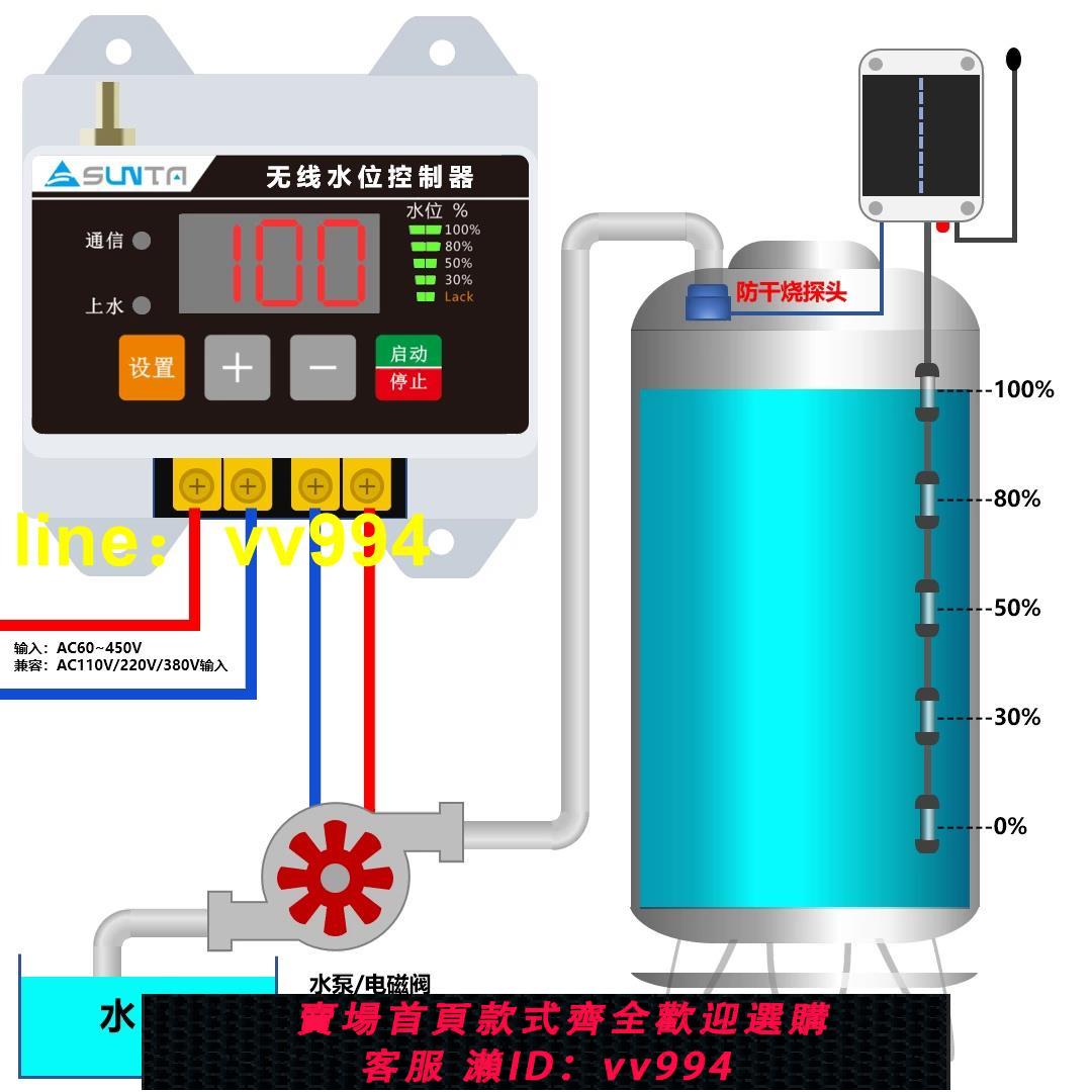 無線全自動遠端水位控制器水泵家用水塔電子液位遙控智慧感應開關