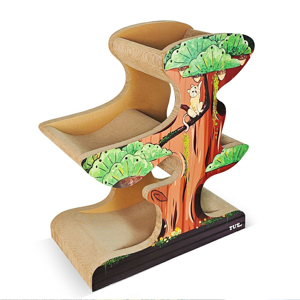 【台灣現貨】加高加大松樹貓抓板 一體式貓咪磨爪板 盆景大樹貓窩 多層豪華磨爪板貓咪床 8