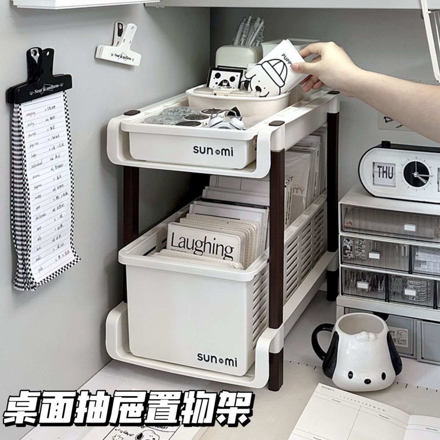 免運 工廠現貨 辦公室收納 桌下收納架 置物架 書櫃 書包零食置物架學生桌下辦公室移動桌面帶輪小推車書架收納廚房特惠/開立發票 全館八折 售後保障 特價出 zz1218 5