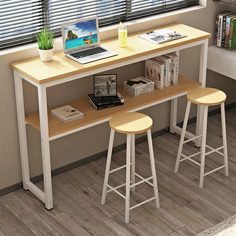 吧台桌 辦公室掛桌 靠牆吧台家用隔斷長條高腳桌長方形簡易餐桌奶茶店細長條桌小窄桌『cyd19125』