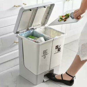 分類垃圾桶創意家用帶蓋子大容量廚房專用腳踩乾溼分離廁所化妝室 全館免運