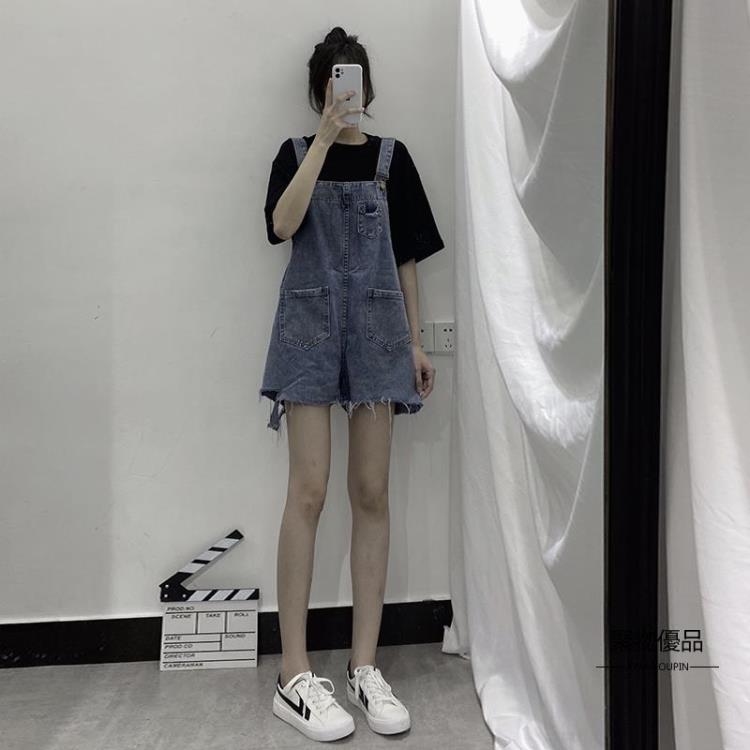 牛仔吊帶褲推薦到女裝工裝褲套裝闊腿牛仔短褲吊帶褲夏季薄款【聚物優品】就在聚物優品推薦牛仔吊帶褲
