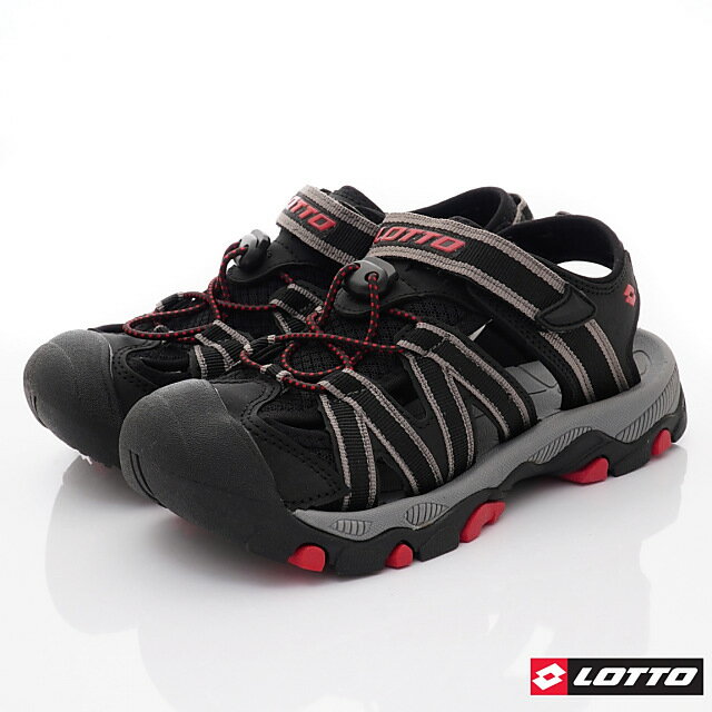 LOTTO樂得義大利專業運動童鞋輕量護趾涼鞋LT1AKS3320黑(中大童)