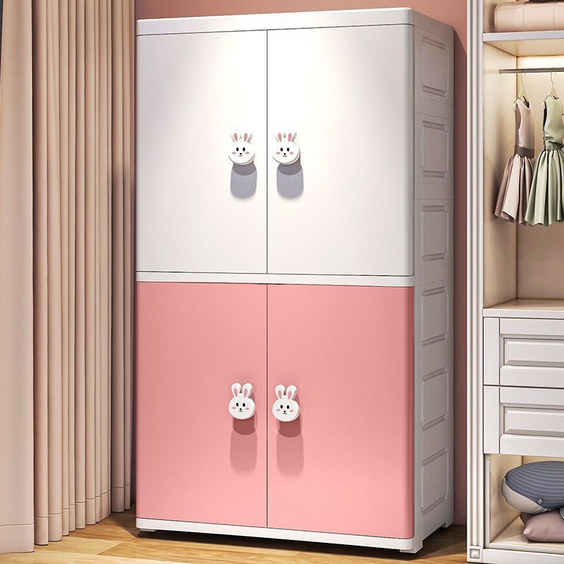 卡通儲物櫃 整理箱 櫃子 收納箱 雙開門櫃子 整理櫃 雜物儲物箱 家用卧室收納箱 衣櫃 儲物櫃子 雙開門收納櫃