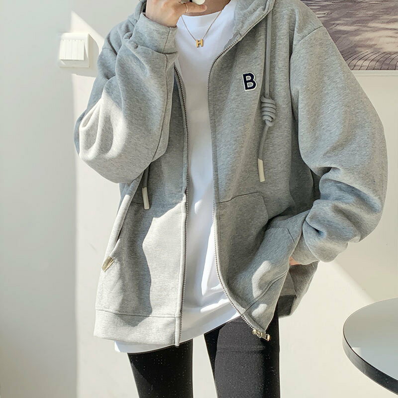 加厚外套 衛衣外套 連帽外套 外套 薄外套 加絨寬鬆連帽衛衣女秋冬2025新款酒紅色拉鍊開衫加厚外套女慵懶風 治裝激推 0