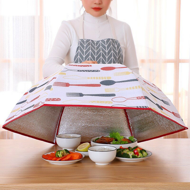 冬季保溫菜罩加厚家用大號桌蓋折疊防塵餐 桌罩加熱遮菜傘飯罩子