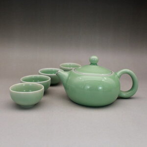 仿古宋瓷龍泉窯青釉茶具一套 復古手工茶壺茶杯瓷器收藏 古玩陶瓷