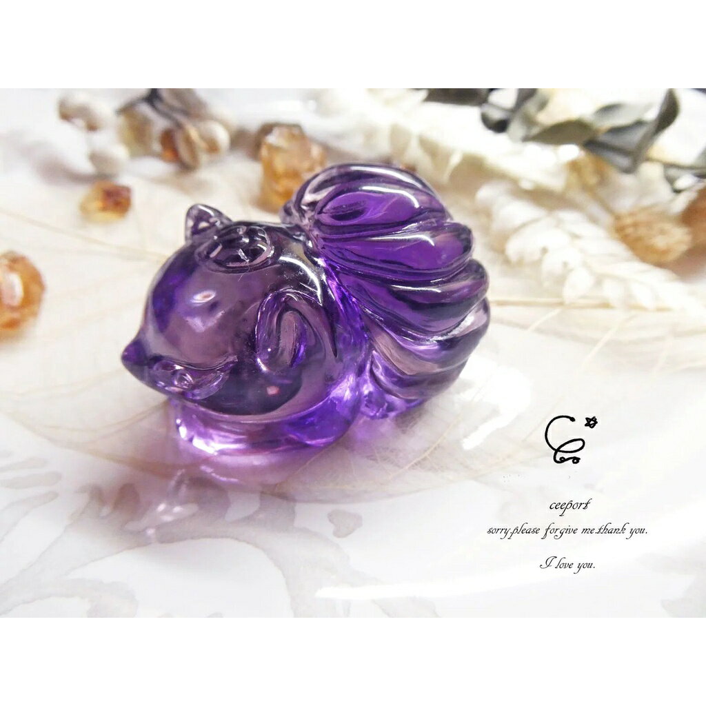 紫水晶 九尾趴趴狐 24161/紫水晶/水晶飾品/ [晶晶工坊-love2hm] 0