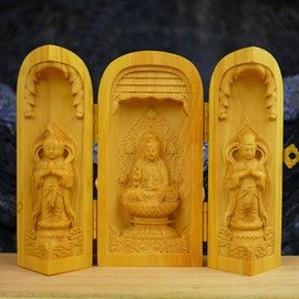 【木雕-觀音佛像】黃楊木觀音佛像 木雕工藝品擺件 家居裝飾品-7501002