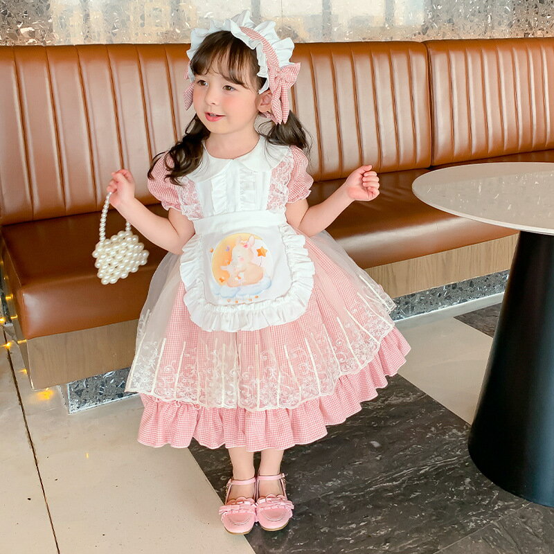 童裝洛麗塔公主裙女童短袖洋裝蓬蓬裙寶寶周歲禮服女西班牙連衣裙