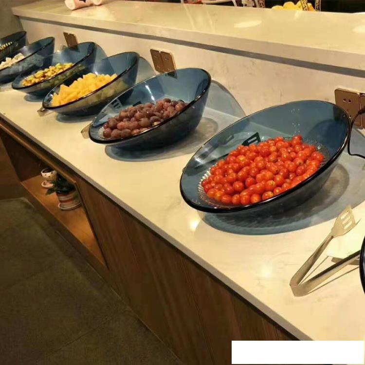 特價簡約自助餐廳水果盤器皿玻璃斜口碗沙拉盤刺身盤酒店海鮮姿造 雙十一全館距惠