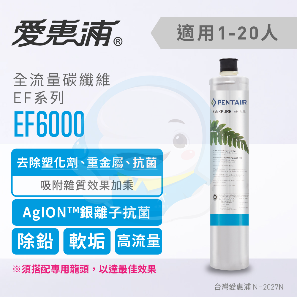 【免運費送到家，保證原廠公司貨】Everpure愛惠浦公司貨全流量碳纖維型淨水器濾芯/濾心EF6000/EF-6000