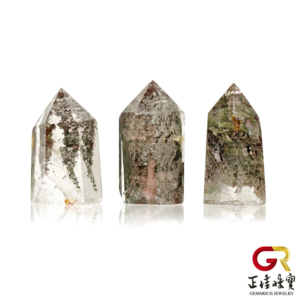 綠幽靈 異象幽靈晶柱 10g 招正財開運寶石 綠幽靈擺件｜贈原木片