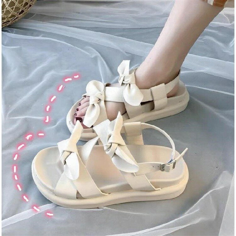 涼鞋女年新款夏季百搭大學生仙女風淑女增高鬆糕厚底羅馬鞋子