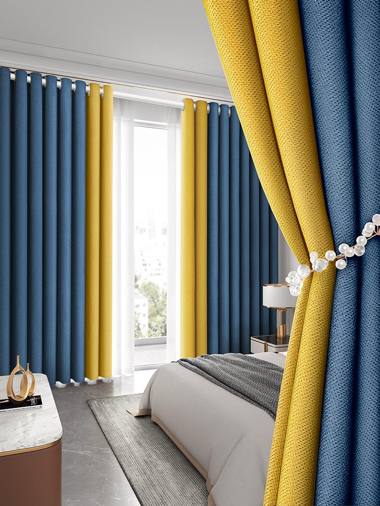 遮光布窗簾子免打孔簡易安裝伸縮桿一整套2021年新款客廳2022流行
