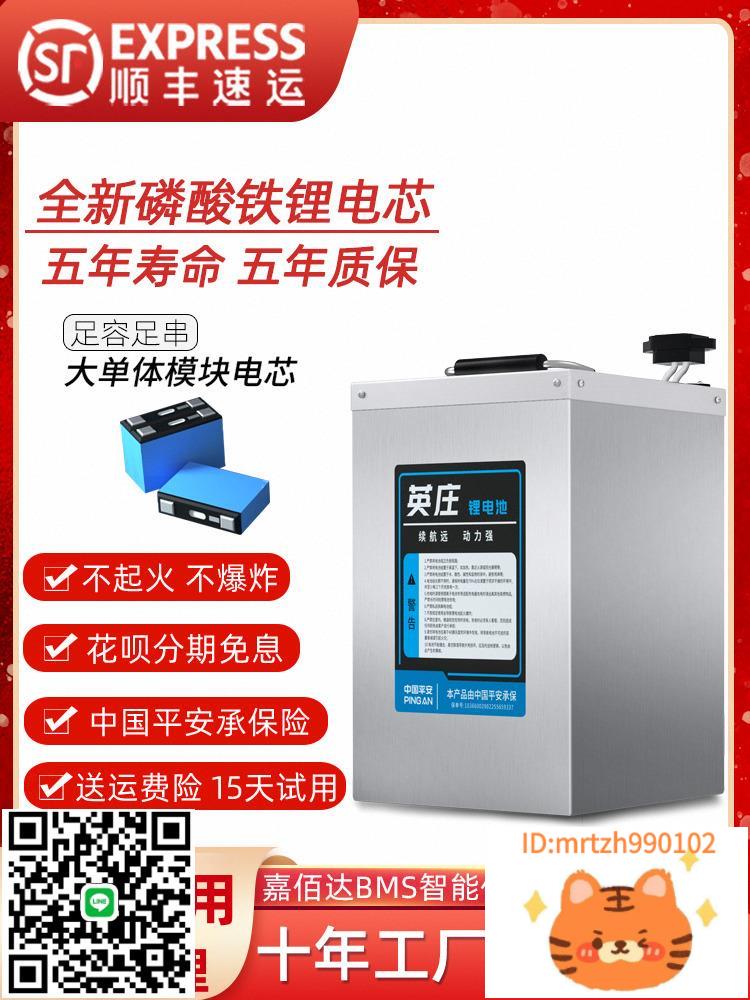 電動車電池48v60v72v大容量二三輪車外賣專用電瓶車磷酸鐵鋰電池-莉子百貨