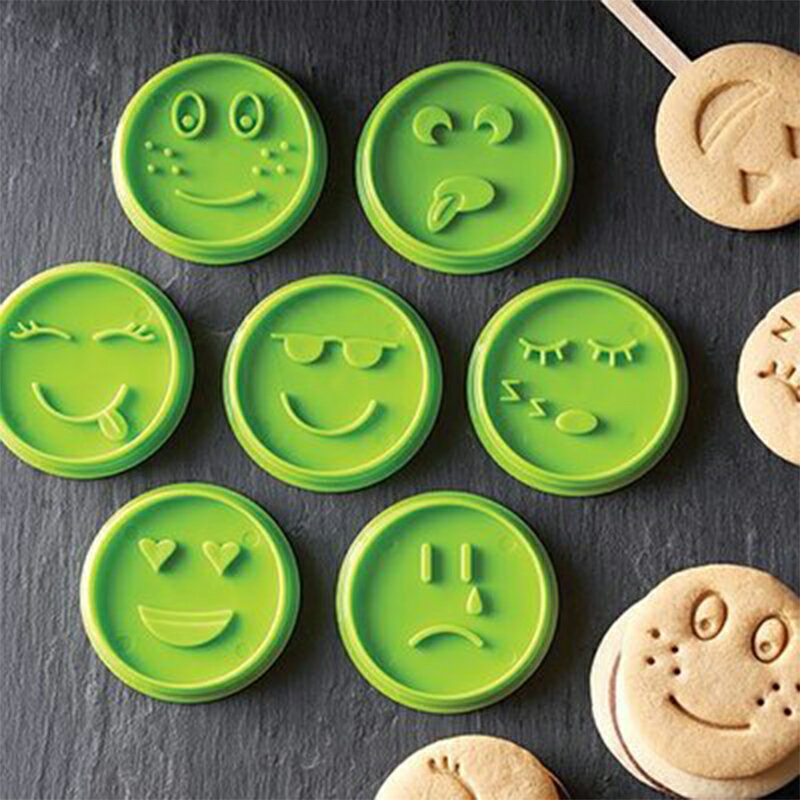 7只裝笑臉餅干模具兒童DIY百變表情壓花餅干模幼兒園烘焙點心工具