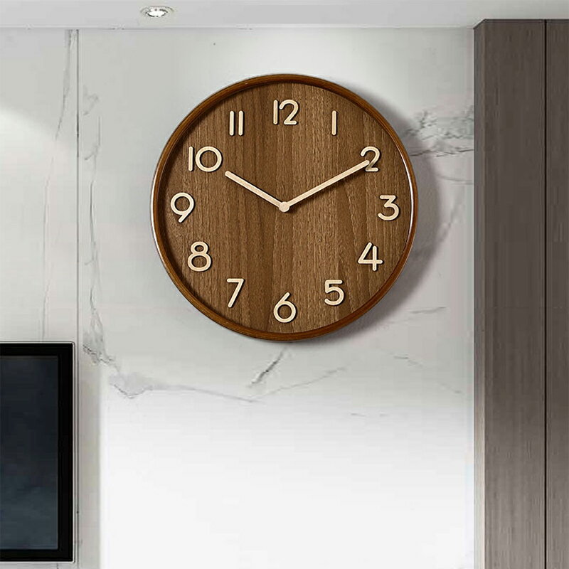 時鐘 鬧鐘 鐘錶 新中式實木掛鐘 客廳家用簡約小時鐘 現代高端鐘 表掛墻時尚2021新款 全館免運