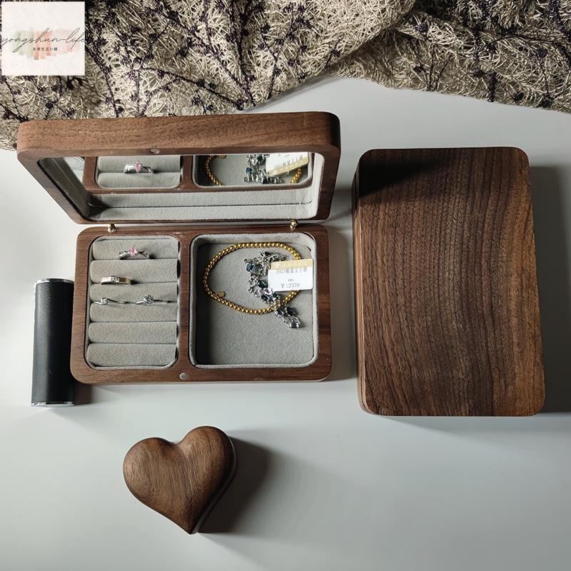 首飾盒實木飾品項鍊手鐲耳環收納禮物結婚飾品黃金收納盒