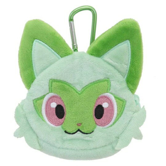 【震撼精品百貨】神奇寶貝 Pokemon~ 寶可夢 大臉款扣環絨毛零錢包-新葉貓*17279