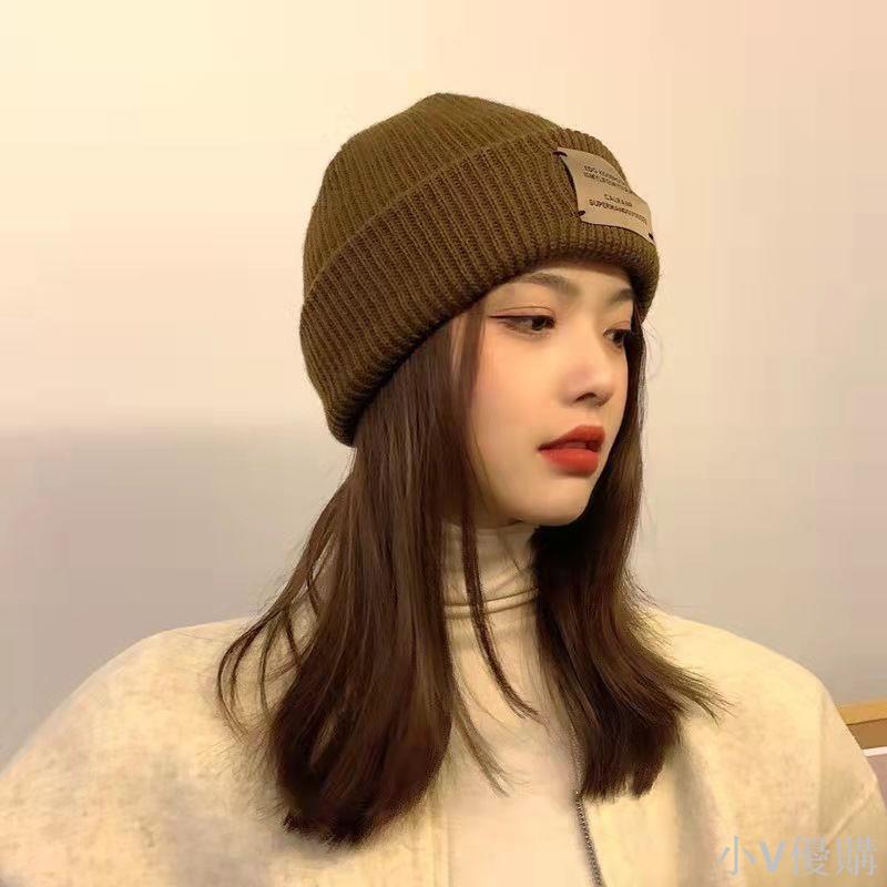 2023新款冬季帽子貼布情侶毛線帽女日系保暖學生韓版ins護耳針織