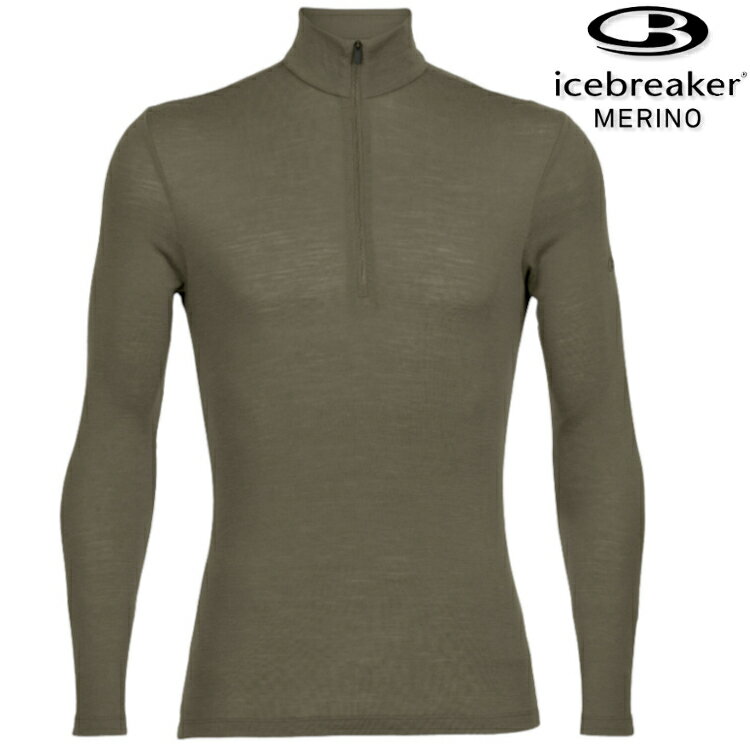 Icebreaker Everyday BF175 男款 半開襟長袖上衣/美麗諾羊毛 104484 069 橄欖綠