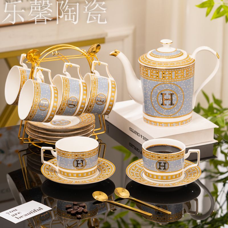 工廠直銷 特惠 免運 杯子 陶瓷杯 馬克杯 咖啡杯 高檔家用杯 歐式金色馬拉車咖啡杯套裝精緻下午茶輕奢英式茶杯套裝陶瓷家用杯特惠/開立發票 全館八折 快速出貨