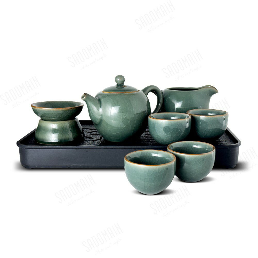 附發票 仙德曼 哥窯醇厚茶具旅行9件組 附收納皮盒 CT139 露營茶具 泡茶組 茶具組 茶具旅組 茶海公杯 陶瓷茶具