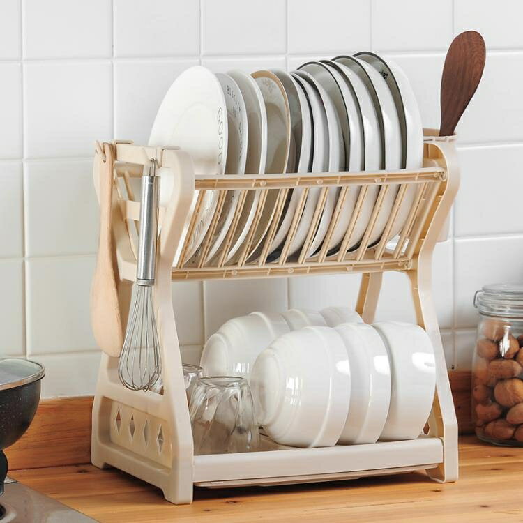 瀝水架 廚房碗筷收納盒放碗瀝水迷你碗櫃架餐具家用多功能碗碟雙層置物架