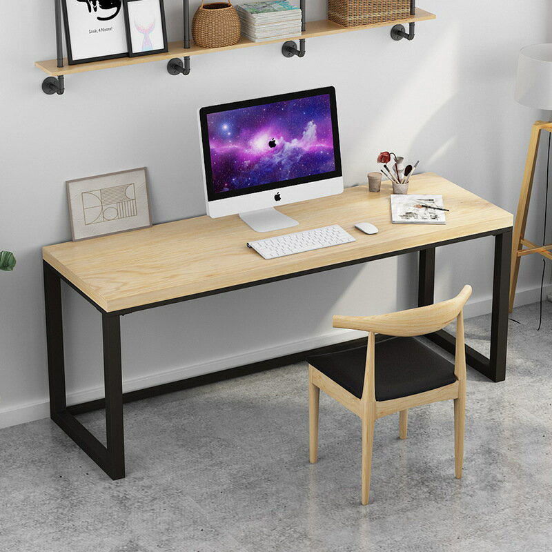 現代簡約單身公寓簡易實木書桌家用兒童臥室長方形臺式書桌寫字臺