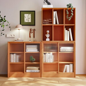 日式簡約實木格子櫃 自由組合書架展示櫃 書房落地矮櫃客廳儲物櫃