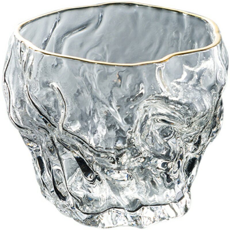 金邊玻璃小茶杯日式錘紋小號茶具品茗杯樹紋透明主人杯功夫茶單個 4