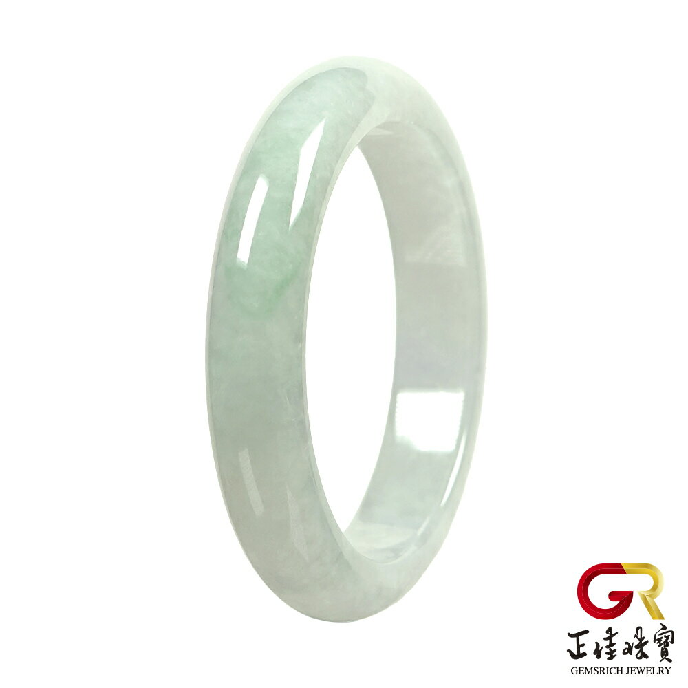 翡翠 冰綠春帶彩 微紫飄綠 內徑55.1mm 天然緬甸A貨翡翠手鐲