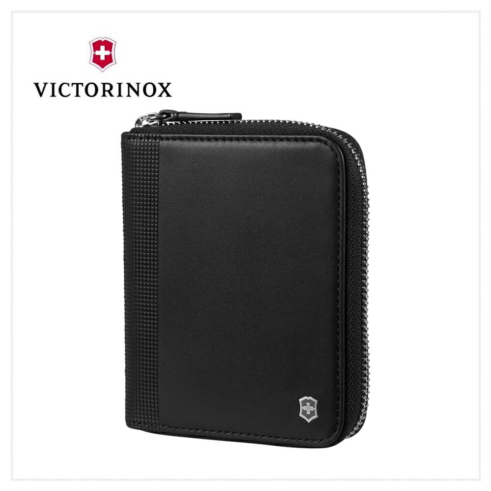 VICTORINOX 瑞士維氏 Altius Alox 3卡及視窗拉鍊皮革短夾 611576