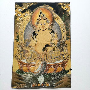 包郵西藏像 尼泊爾財神唐卡畫像織錦畫絲綢繡 財寶天王唐卡刺繡